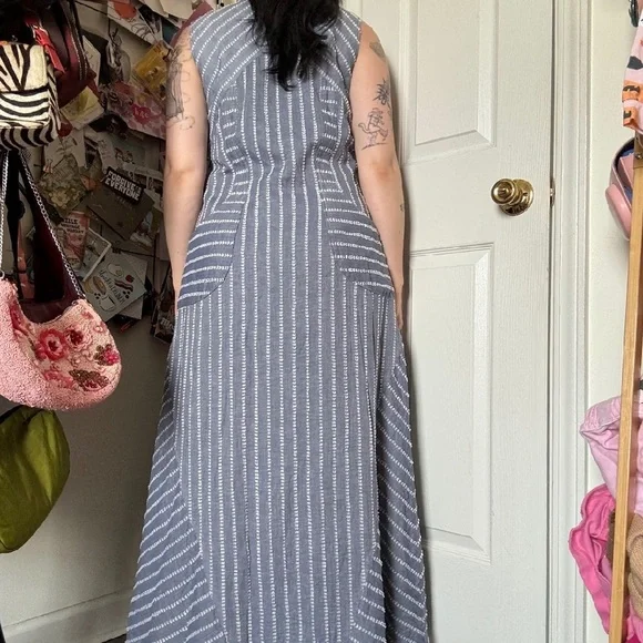 HILTON HOLLIS ZIPPER DENIM MAXI DRESS SIZE 10